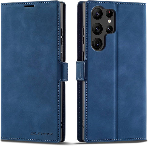 QLTYPRI Samsung Galaxy S22 Ultra Case - Premium PU Leather Cover with Card Holder, Shockproof Flip Wallet Case