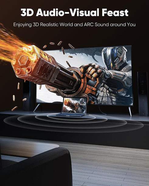 4K 2.0 15FT/4.5m 4K@60Hz 18Gbps 3D, 2.2, PS-5/4/3/4K Highwings Long HDMI Cable - HDR Braided HDMI Cord, High Speed