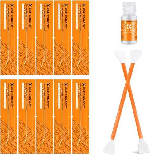 K&F Concept APS-C Sensor Cleaning Kit, 20ml Cleaner & 10 X 16mm Double-Tipped Swabs for Mirrorless Digital Cameras