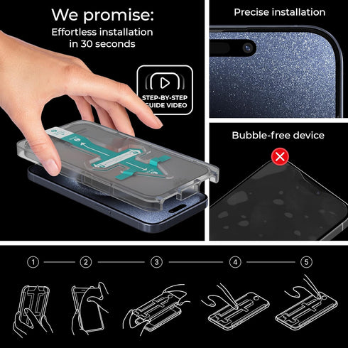 Deppa [2 Pack Anti-Fingerprint Screen Protector for iPhone 15 Pro (6.1') Tempered Glass Edge to Edge Full Coverage