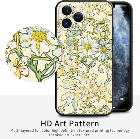 Berkin Arts Compatible with iPhone 11 Pro Case, Silicone Cover with Screen Protector, Floral Design
