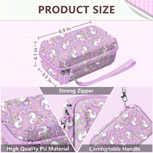 Leayjeen Kids Camera Case for Dylanto/GKTZ/HiMont/CAMCLID/ESOXOFFORE Instant Print Camera, Purple Unicorn (Case Only)