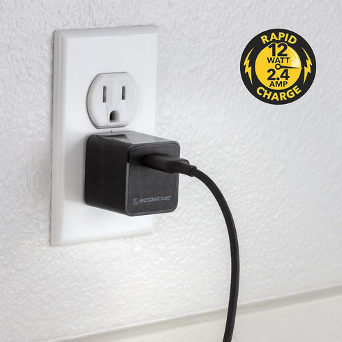 Scosche HA12-RP SuperCube 12W Single USB Port Portable Wall Charger Adapter for All USB Devices, Cell Phone, Tablet,