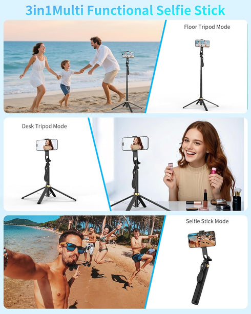 Free Fashion 71" Selfie Stick Quadpod, Phone Stand,Cell Phone Tripod with Wireless Remote, iPhone Quadpod Stand,Selfie