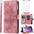 Asuwish Wallet Case for Samsung Galaxy S9 - Mandala Flower Leather, Zipper Card Holder, Tempered Glass, Rose Gold.