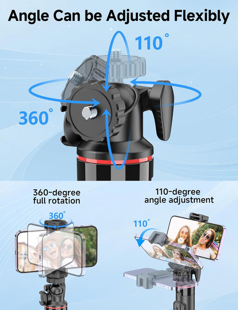 SelfieShow 360 16/15/Android Aluminum Selfie Stick Phone Tripod, Ball Head Selfie Stick for iPhone with Cold Shoe