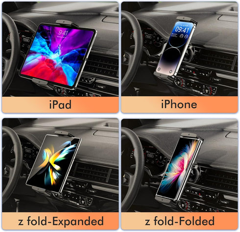 OATSBASF Car Phone Mount for Z Fold, 360° Rotatable Vent Phone Tablet Mount for Samsung Galaxy Z Fold 5 4 3/iPad Mini