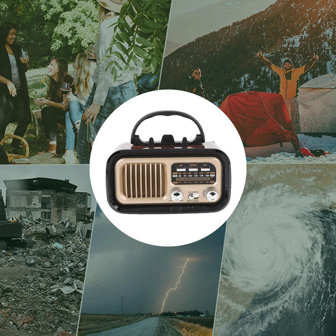 VBESTLIFE MP3 Retro Bluetooth Speaker, Vintage FM AM SW Radio with Old Fashioned Classic Style, Support Solar Charging