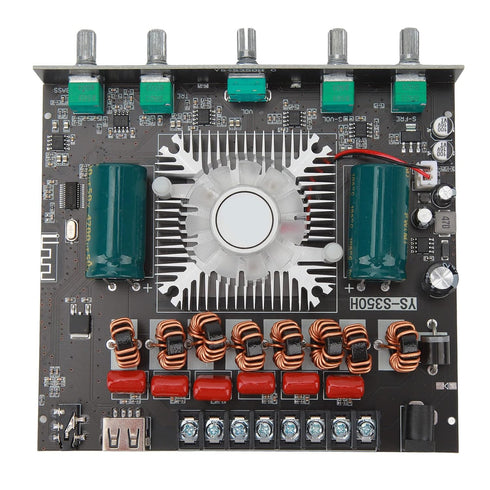 S350H 220Wx2 350W 2.1 Channel Bluetooth Power Amplifier Board, DC 18V-38V with Treble and Bass Control