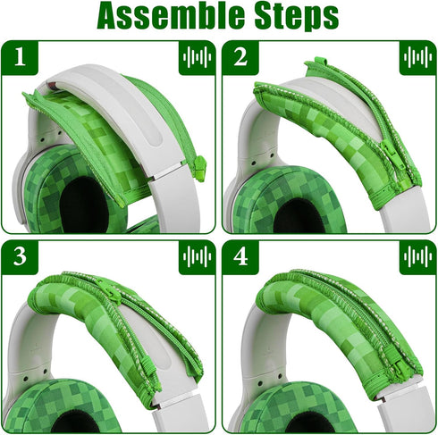 Geekria Flex Fabric Headband Cover Compatible with Skullcandy Crusher Evo, Crusher ANC, Crusher ANC 2, Hesh 3, Hesh Evo, Hesh ANC, Venue Headphone Head Cushion Pad Protector Sweat Cover (MC Grass)