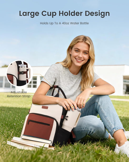 Backpack Backpack Backpack, 17Inch LOVEVOOK Laptop for Women - Stylish Work with Large Cup Holder, Waterproof College