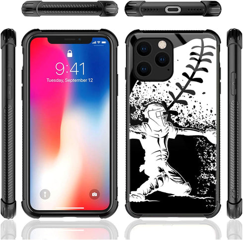 CARLOCA iPhone 12 Mini Case, Baseball Catcher at Home Pattern Design, Shockproof Anti-Scratch for Boys