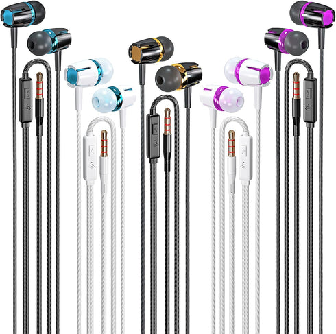 Rayleigh Wired Earbuds 5 Pack, Earbuds Headphones with Microphone, Heavy Bass Stereo Noise Blocking Earphones,