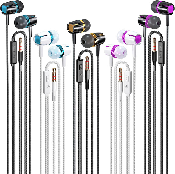 Rayleigh Wired Earbuds 5 Pack, Earbuds Headphones with Microphone, Heavy Bass Stereo Noise Blocking Earphones,