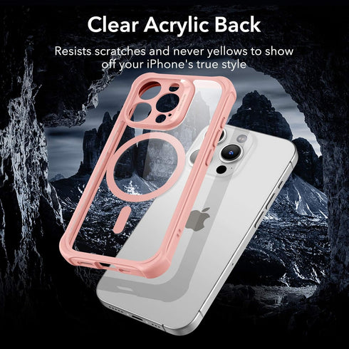 ESR iPhone 15 Pro Case Set, Individual Lens Protectors, Full-Coverage Military-Grade Protection, Clear Pink