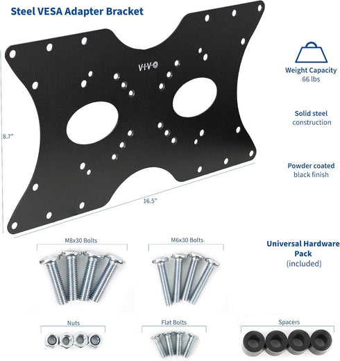 VIVO Steel VESA LCD LED TV Mount Adapter Plate Bracket for Screens 32" to 55" | Conversion Kit for VESA up to 400x200mm (MOUNT-AD4X2)