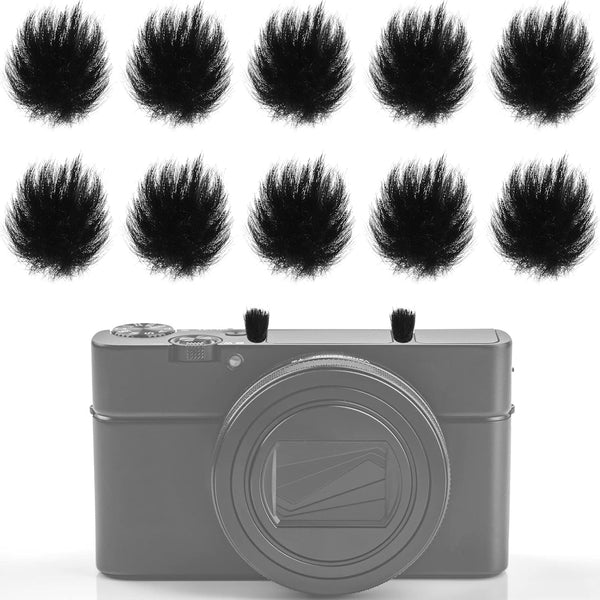 10 Pcs Camera Mic Windscreen Muff for DSLRs, Outdoor Windshield, 20 Pcs Camera Wind Muff Stickers, Black