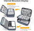 Large Capacity Electronics Accessories Organizer Travel Case, Waterproof Leather Cord Organizer with Adjustable Divider