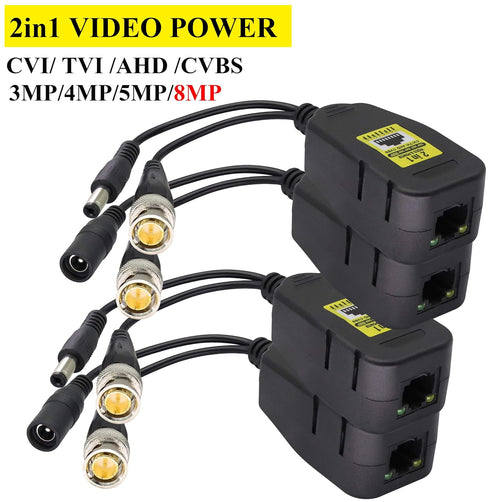 AAOTOKK Cat5 RJ45 720P 960P 1080P 3MP 4MP 5MP 8MP System(18cm-4Pairs) Power Video Balun DC BNC to Network Transceiver