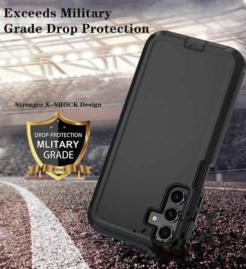 Qinmay Samsung Galaxy A15 5G Case - with HD Screen Protector, Durable Shockproof 3-Layer Cover - Black