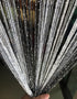 1x2 M Door String Curtain, Rare Flat Thread Fringe Window Panel (Black & Grey) - Cute Strip Tassel for Room Divider