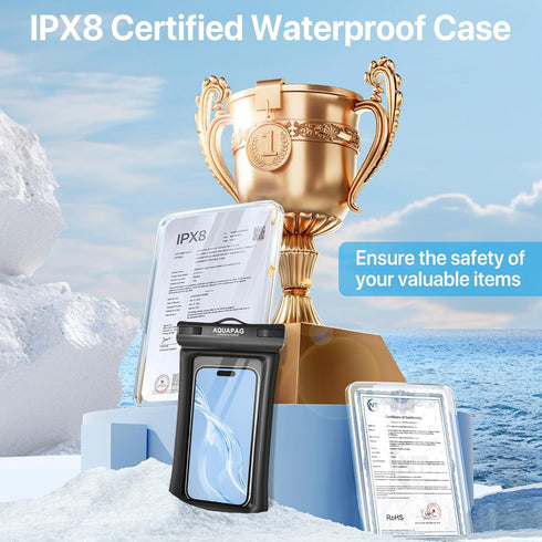 NEPHI IP68 Waterproof Phone Pouch 2 Pack, Adjustable Neck Lanyard Floating Case for iPhone, Black Phone Dry Bags for