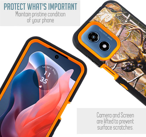 Shockproof Case for Motorola Moto G-Play 2024 - Belt Clip Holster, Built-in Screen Protector, Heavy Duty Cover