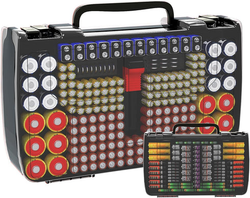 Battery Organizer Storage Case with Tester, Holds 269 Batteries Double Sided Box