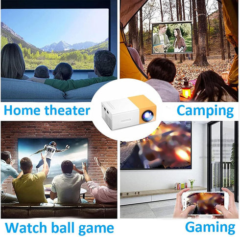 Mini Projector, 1080P Full HD Video Projector for Outdoor Home Theater, Hifi Stereo Speakers, HDMI, USB, AV