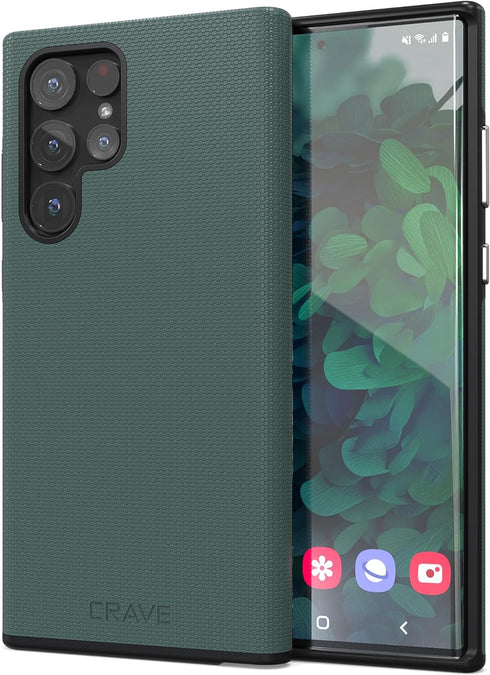 Crave Dual Guard Case for Samsung Galaxy S22 Ultra, Forest Green, Shockproof Protection, Dual Layer TPU/PC