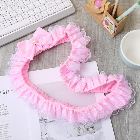 LLOUSSAK 23''-27'' Pink Monitor Cover, Cute Computer Monitor Covers with Bow-Knot, Lace Fabric, Monitor Dust Cover, TV