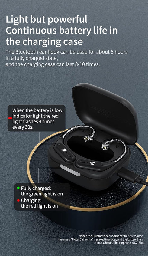 erjigo TWS + Earbuds Hook - 2Pin Connector with Mic, 30 Hours Playback, Compatible with KZ-AZ09 Earphones (C Pin)