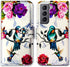 Galaxy S21 5G Case - Hummingbird in Flowers Leather Flip Phone Wallet Cover with Card Slot Holder
