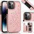 Asuwish Case for iPhone 15 Pro 6.1 inch, with Tempered Glass Screen Protector, Card Holder Wallet Cover, Rose Gold
