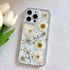 LSEEKA 16 16 for iPhone Pro Max Clear Case with Pressed Real Flowers Design,Glitter Cute White Floral Pattern Slim Soft
