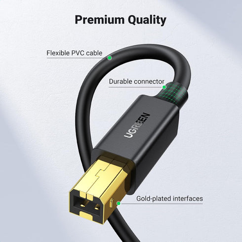 6.6 UGREEN USB Printer Cable - USB A to B Cable, High-Speed Printer Cord Compatible with Hp, Canon, Brother, Samsung