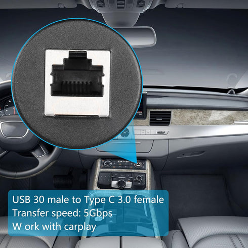 SinLoon 3FT RJ45 Panel Flush Mount Cable, Cat6A Male to Female for Car, Truck, Boat, Motorcycle, Dashboard