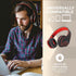 PowerLocus Bluetooth Over-Ear Headphones, Wireless and Wired Headsets with Built-in Mic, Micro SD/TF, FM (Black/Red)