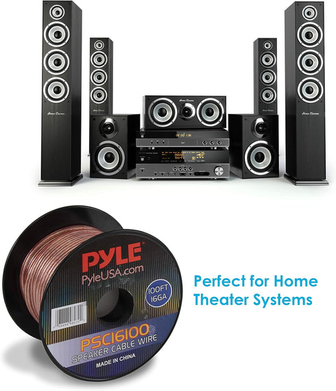 PYLE Speaker Zip Wire, 2 Tone Color Multi-Purpose 16 Gauge Audio Wire, 100 ft. Spool for Home Entertainment