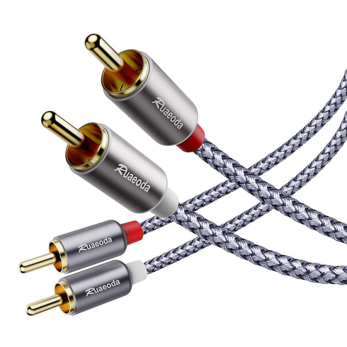 Ruaeoda 2RCA Cable 6 ft, 2RCA Male to 2RCA Male Stereo Audio Cables Shielded Braided 2RCA Stereo Cable for Home Theater, HDTV, Amplifiers, Hi-Fi Systems, Car Audio, Speakers