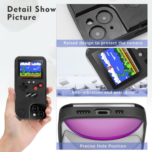 Game Phone Case with 168 Built-in Small Video Games, Black, Compatible with iPhone X, XS