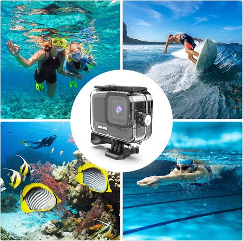 Kuptone Waterproof Case 60M/196FT Dive Housing Shell with Bracket for Go Pro 11/10/9