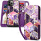 CASEOWL iPhone 13 Pro Max Wallet Case, Magnetic Detachable Leather Flip with 9 Card Holder, Strap, Marble Purple