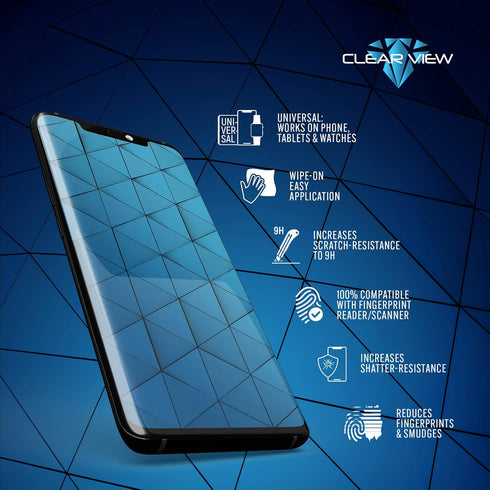 CLEARVIEW Liquid Glass Screen Protector, Covers up to 6 Devices for All Smartphones, Tablets, and Watches