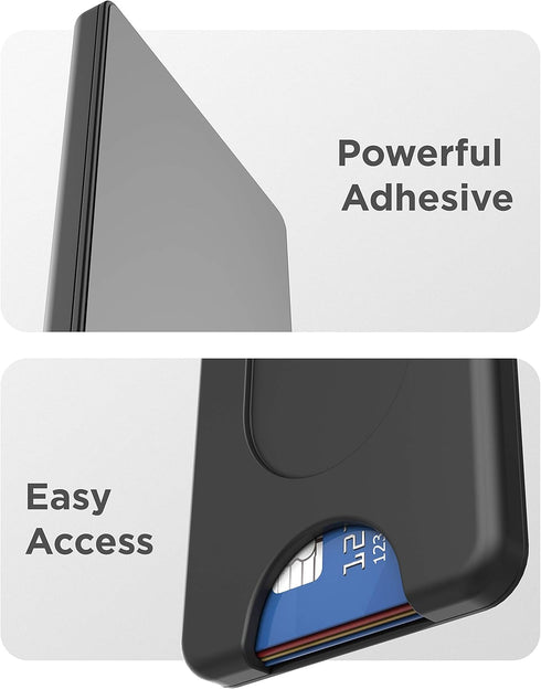 ENCASED Stick On Phone Wallet Card Holder, Compatible with PopSocket, Holds Up To 4 Cards (Black)