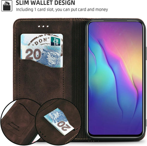Motorola Moto G Stylus 5G (2024) Dark Brown PU Leather Flip Case: Protective Wallet, Stand Function, Card Slot,