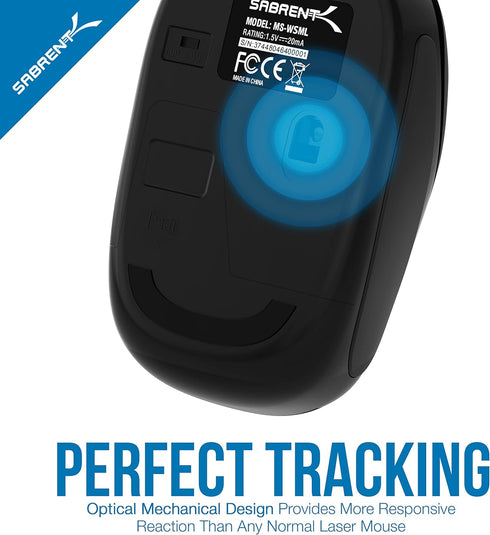 Mini Travel Wireless Mouse 2.4GHz with Nano Receiver (SABRENT MS-WSML)