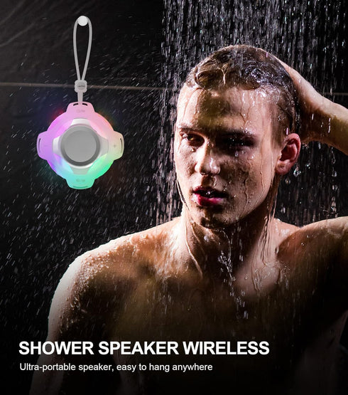 comiso Shower Bluetooth Speaker, Waterproof IPX7, Floating Portable Speaker with LED Light, Loud HD Sound for Travel