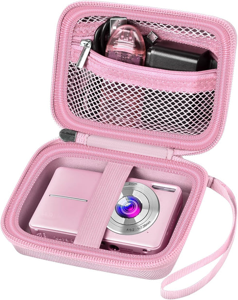 Digital Camera Case for VAHOIALD FHD 1080P, CAMKORY, KODAK PIXPRO FZ45-BK, Holder for SD Card - Pink (Box Only)