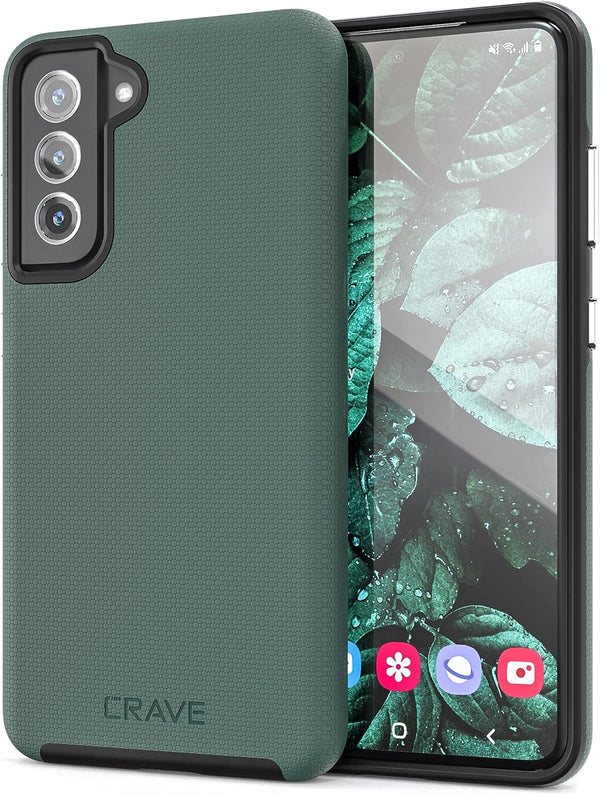 Crave Dual Guard Case, Shockproof Protection Dual Layer for Samsung Galaxy S21 FE, Forest Green